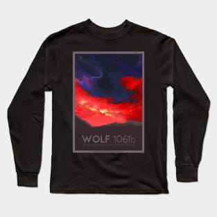 Art Deco Space Travel Poster - Wolf 1061-b Long Sleeve T-Shirt